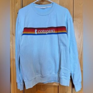 Cotopaxi Women’s Light Blue Sweatshirt with Colorful Stripe